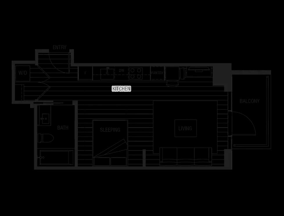 PLAN A1 | 1 BED, 1 BATH